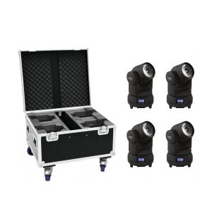 EuroLite Set 4x LED TMH-X1 Moving-Head Beam + Case TILBUD NU