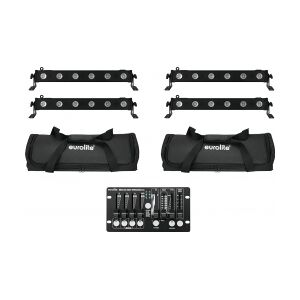 EuroLite Set 4x LED BAR-6 QCL RGBW + 2x Soft Bag + Controller TILBUD NU