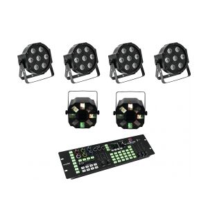 EuroLite Set 4x LED SLS-7 HCL Floor + 2x LED FE-700 + DMX LED Color Chief Contro