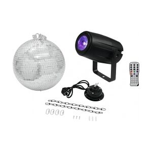 EuroLite Mirror Ball 30cm with motor + LED PST-5 QCL Spot bk TILBUD NU