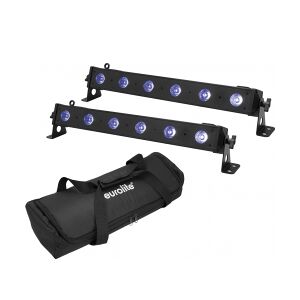 EuroLite Set 2x LED BAR-6 QCL RGB+UV Bar + Soft Bag TILBUD NU