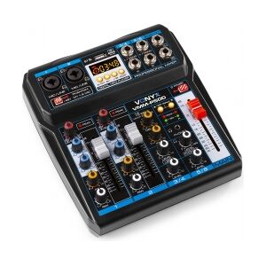 Musik mixer VMM-P500, 4 kanaler, USB, MP3, DSP / Strømforsynes via USB, fx en ba