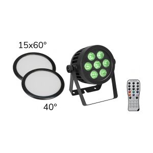 EuroLite Set LED IP PAR 7x9W SCL Spot + 2x Diffuser cover (15x60° and 40°)