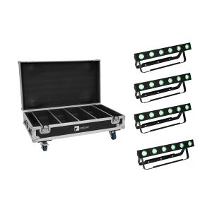 EuroLite Set 4x AKKU Bar-6 QCL + Flightcase with charging function TILBUD NU