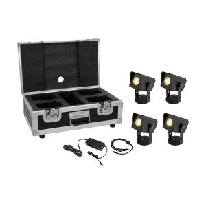 EuroLite Set 4x AKKU Dot 1 RGB/WW QuickDMX bk + Charger + Case TILBUD NU