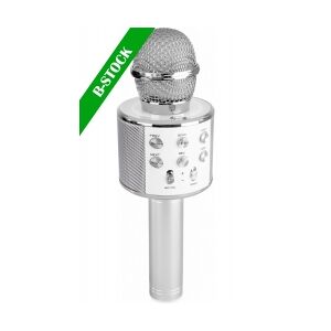 KM01 Karaoke Mic with built-in Speakers BT/MP3 Silver 