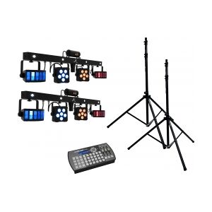 EuroLite Set 2x LED KLS Laser Bar PRO + Easy Show + 2x M-4 Speaker-System Stand