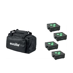 EuroLite Set 4x AKKU IP Flat Light 3 bk + Soft Bag TILBUD NU