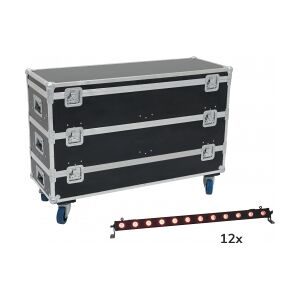 EuroLite Set 12x LED BAR-12 QCL RGB+UV Bar + Case with wheels TILBUD NU