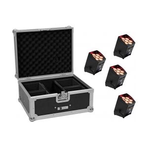 EuroLite Set 4x AKKU UP-7 QCL Spot QuickDMX + Case TILBUD NU