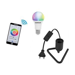 EuroLite Set LED E27 RGB/WW/CW WiFi + Triangle base black TILBUD NU