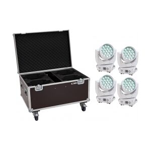 EuroLite Set 2x LED TMH-X4 Moving-Head Wash Zoom ws + Case with wheels TILBUD NU