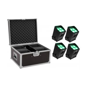 EuroLite Set 4x AKKU UP-4 Entry QCL Spot QuickDMX + Case TILBUD NU