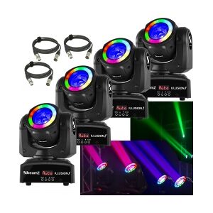 4 stk. BeamZ Illusion Moving Head 60W LED inkl. DMX kabler - Pakketilbud TILBUD