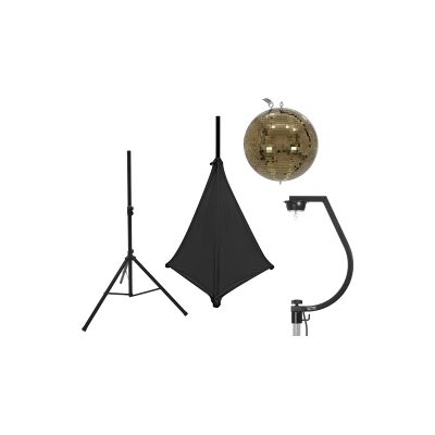 EuroLite Set Mirror ball 30cm gold with stand and tripod cover black TILBUD NU EuroLite Set Mirror ball 30cm gold with stand and tripod cover black TILBUD NU