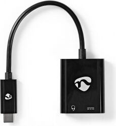 Nedis USB-C Adapter   USB-C-hanstik - 3,5 mm hun + USB-C-hunstik   0,15 m   Sort Nedis USB-C Adapter   USB-C-hanstik - 3,5 mm hun + USB-C-hunstik   0,15 m   Sort