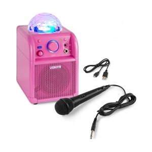 Karaoke Højttaler til børn med diskolys og mikrofon - Pink TILBUD NU