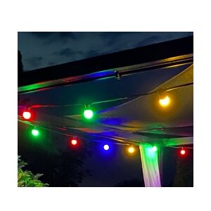 Udendørs Party Lyskæde med kulørte pærer 11.5m / 20 stk. 1W LED i Rød, Grøn, Gul