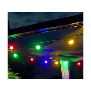 Udendørs Party Lyskæde med kulørte pærer 11.5m / 20 stk. 1W LED i Rød, Grøn, Gul