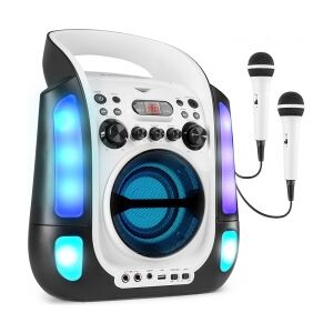 Karaoke højttaler til børn i hvid med USB / CD / CDG / Bluetooth - Tilslut TV og
