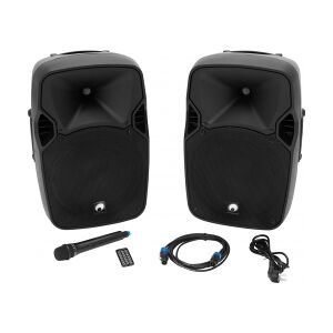 Omnitronic XFM-212AP Active 2-Way Speaker Set with Wireless Microphone TILBUD NU