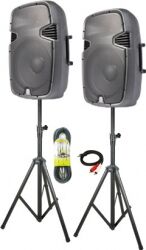 Komplet sæt aktive højttalere 2x800Watt med 2 stativer og kabler TILBUD NU with Komplet sæt aktive højttalere 2x800Watt med 2 stativer og kabler TILBUD NU with