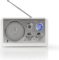 Nedis UKW-radio   9 W   Analog indstilling   Retro-design   Hvid, RDFM5100WT Nedis UKW-radio   9 W   Analog indstilling   Retro-design   Hvid, RDFM5100WT