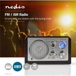 Nedis UKW-radio   9 W   Analog indstilling   Retro-design   Sort, RDFM5100BK Nedis UKW-radio   9 W   Analog indstilling   Retro-design   Sort, RDFM5100BK