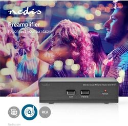 Nedis Forforstærker   2 x RCA-hunstik + 2x RCA-hunstik - 2 x RCA-hunstik   Sort, Nedis Forforstærker   2 x RCA-hunstik + 2x RCA-hunstik - 2 x RCA-hunstik   Sort,