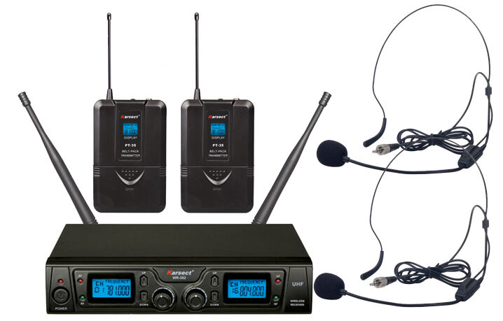Karsect WR-352 PT35-HT9A trådløst 2 x headset-mikrofon-sæt Karsect WR-352 PT35-HT9A trådløst 2 x headset-mikrofon-sæt