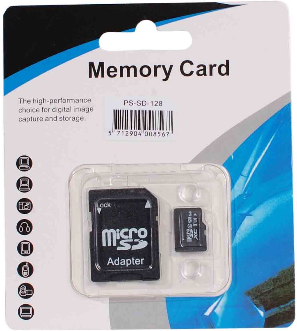 High Speed SD-card 128 GB hukommelseskort med adapter High Speed SD-card 128 GB hukommelseskort med adapter
