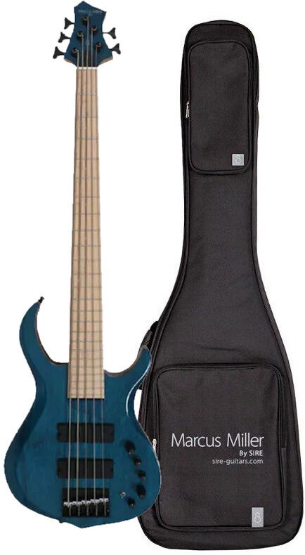 Sire Marcus Miller M2-5 2nd Gen TBL el-bas, 5-strenget transparent blue med task Sire Marcus Miller M2-5 2nd Gen TBL el-bas, 5-strenget transparent blue med task