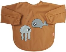 Done By Deer Sleeved Bib Sea Friends Mustard/Grey