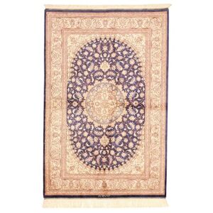 Håndknyttet. Oprindelse: Persia / Iran Orientalsk Ghom Silke Tæppe 100X150 Beige/Lyserød (Silke, Persien/Iran)