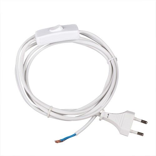 Ledningssæt 2,5mtr Med Afbryder Og Stikprop Hvid Ledningssæt 2,5mtr Med Afbryder Og Stikprop Hvid