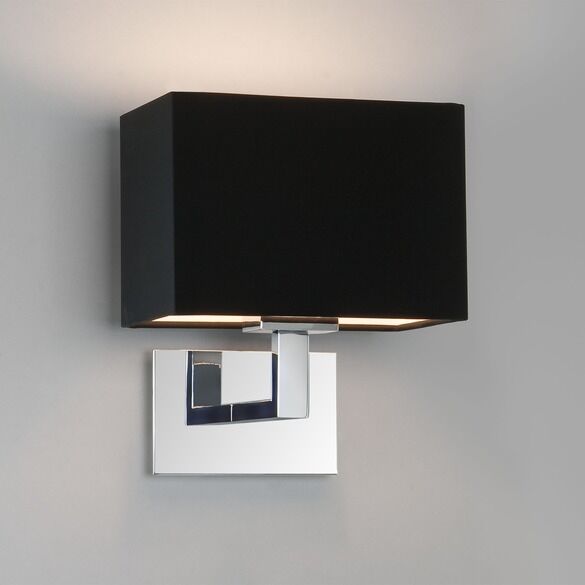 Astro Connaught Krom Væglampe Inkl. Sort Skærm Astro Connaught Krom Væglampe Inkl. Sort Skærm