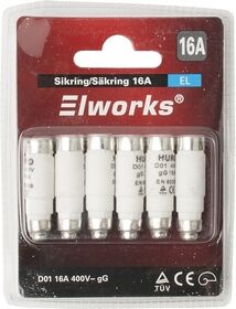 Sikring Neozed 16 Amp D01 - Blister 6 Stk. Sikring Neozed 16 Amp D01 - Blister 6 Stk.