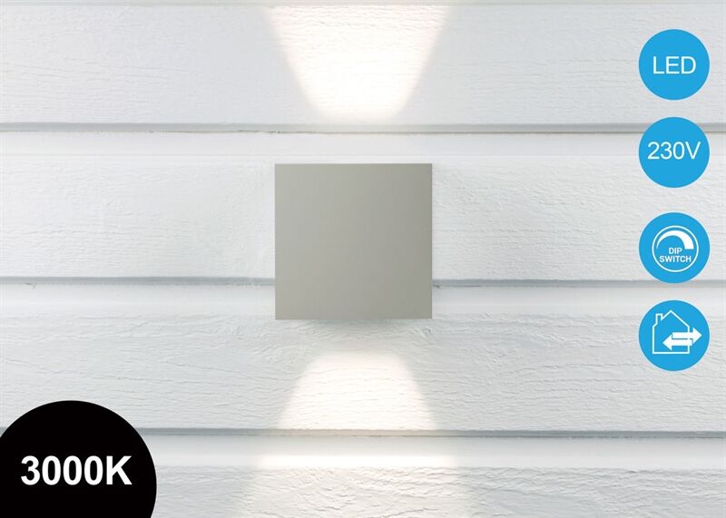 Quadra Pro 10x10cm Up/down Led Væglampe Grå Ip65 Quadra Pro 10x10cm Up/down Led Væglampe Grå Ip65