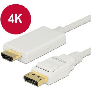 Delock Displayport 1.2 Til Hdmi Kabel - 4k - Hvid - 1 M