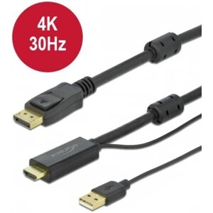 Lindy Delock Hdmi Til Displayport 4k Kabel - 1 M