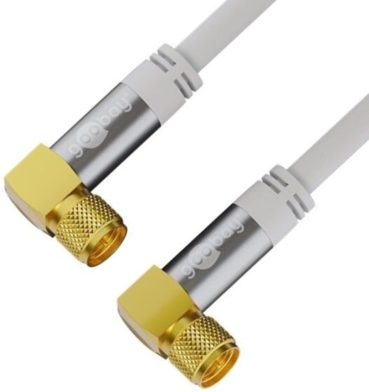 Premium Vinklet F-Kabel - 4 X Afskærmning - 135db - Hvid - 5 M