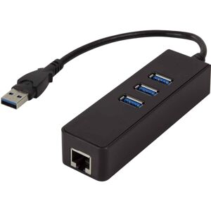 Logilink Usb 3.0 Hub - 1xrj45 + 3 X Usb 3.0 - Sort