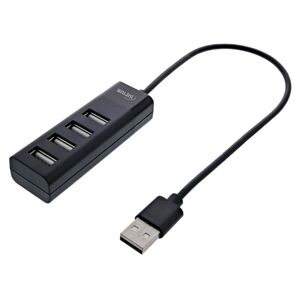 Inline Usb 2.0 Slim Hub - 4 Vejs - Sort - 30 Cm