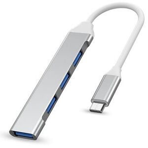 Usb-C Hub Til 4 X Usb - Aluminium - Sølv