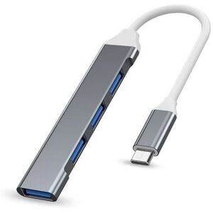 Usb-C Hub Til 4 X Usb - Aluminium - Grå