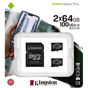 Kingston Canvas Select Plus Micro Sdhc - 2 X 64 Gb - Class 10