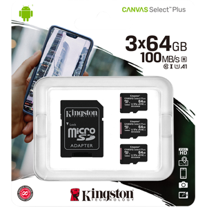 Kingston Canvas Select Plus Micro Sdhc - 3 X 64 Gb - Class 10