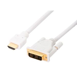 Guldbelagt Dvi - Hdmi Kabel I Hvid - 5 M