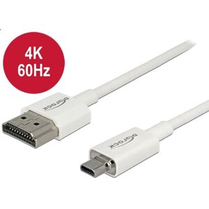 Delock Micro Hdmi Til Hdmi Kabel - Ultra Slim - 0.25 M - Hvid