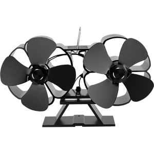 Brændeovns Ventilator - Dobbelt - 8 Blade - 21 X 12.3 Cm